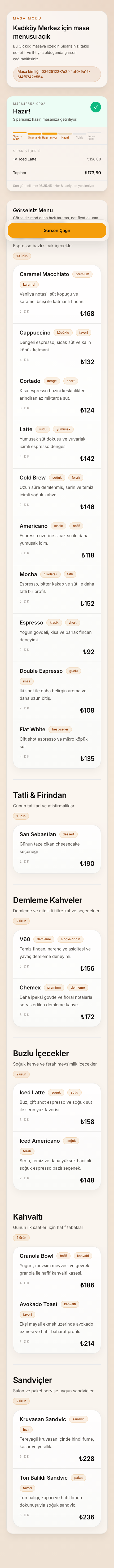 BrewCrew müşteri sipariş takip ekranı